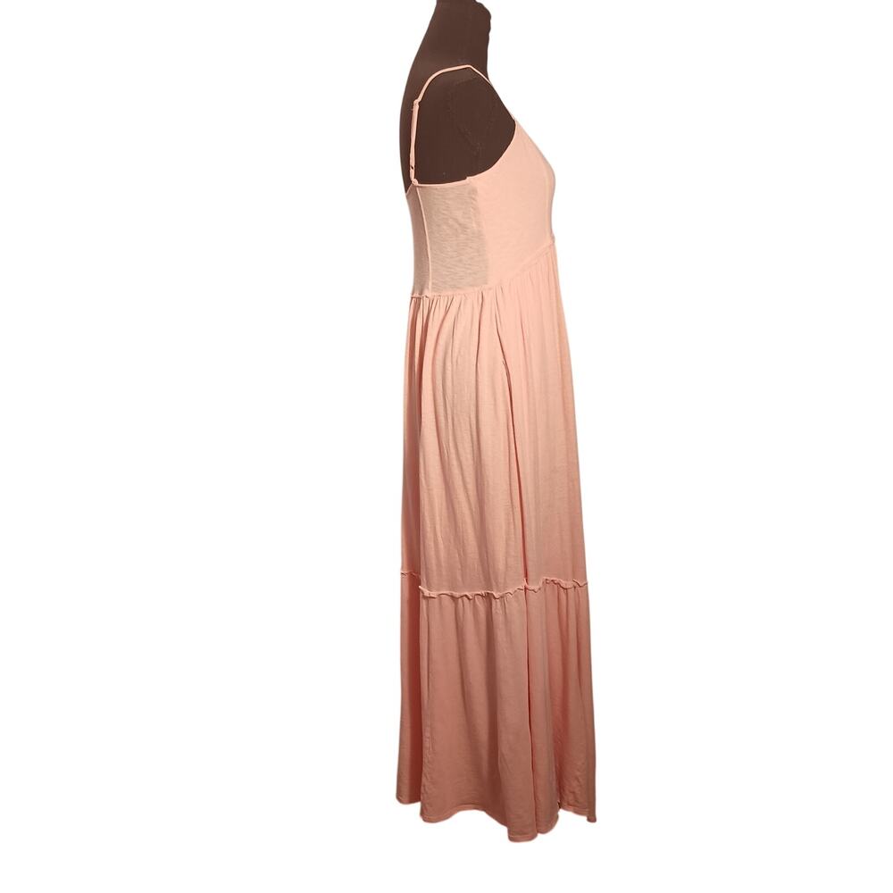 American Eagle Spaghetti Adj Strap Peach colored Maxi Dress Tiered Boho NWT Med - Picture 2 of 11
